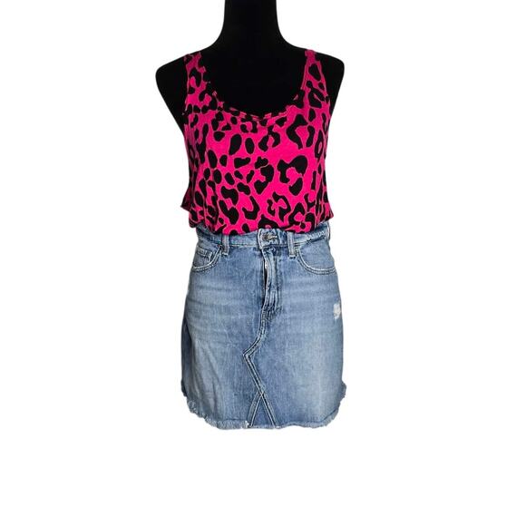 Guess Dresses & Skirts - GUESS Women’s Denim Mini Skirt Size 27 High Rise Distressed Raw Hem Light Wash